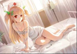 Blonde Hair Anime Porn - Anime picture with original xiaoyin li long hair single looking at viewer  light erotic blonde hair red eyes twintails bare shoulders collarbone  pantyshot ...